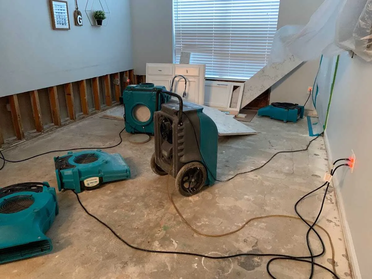 Dehumidifier in flood-cut room for Water Damage Restoration in Jefferson